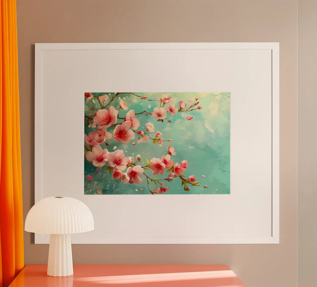 fiori di ciliegio fiori rami petali primavera poster con telaio in plastica da Janine P McGuire
