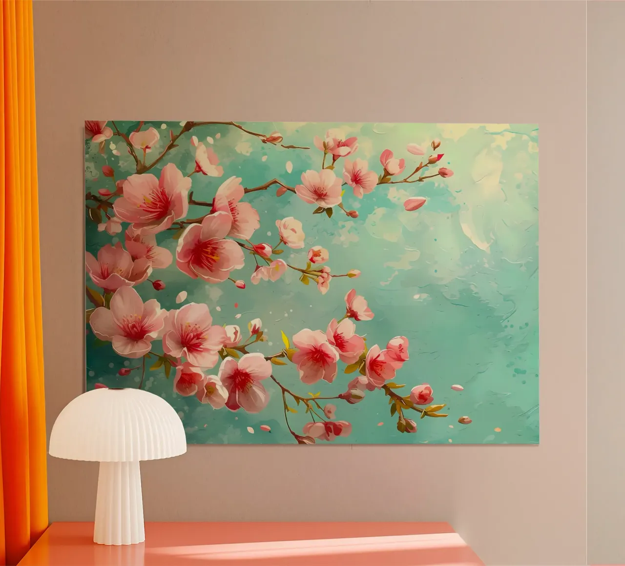 fiori di ciliegio fiori rami petali primavera poster con telaio in plastica da Janine P McGuire