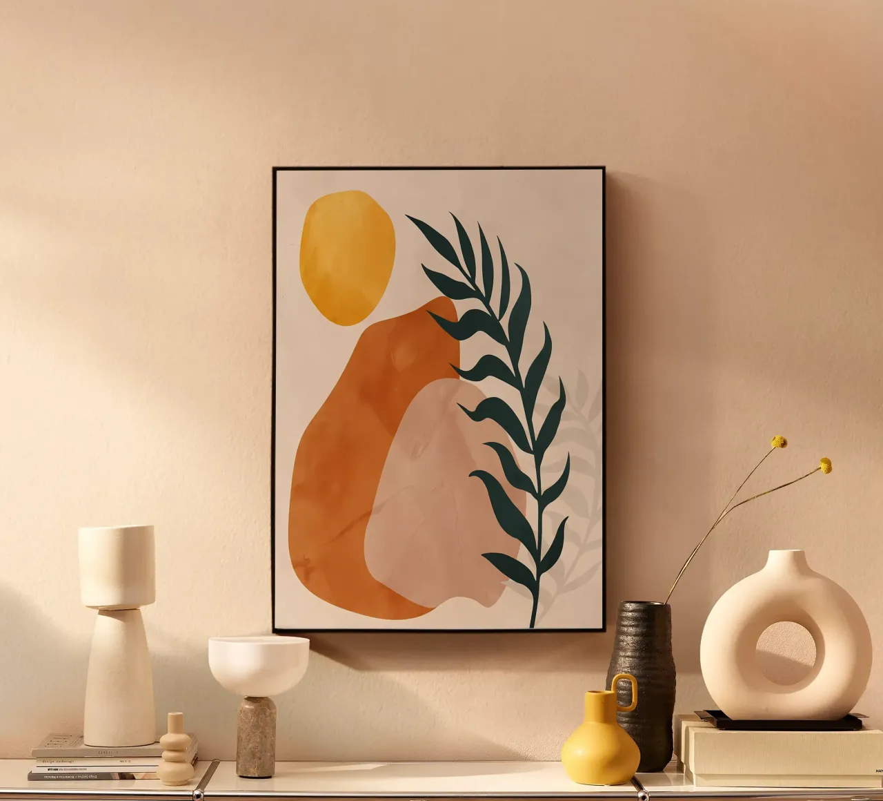 Blatt Laub Kreis orange gelb Schatten Acryl-Glas von Janine P McGuire