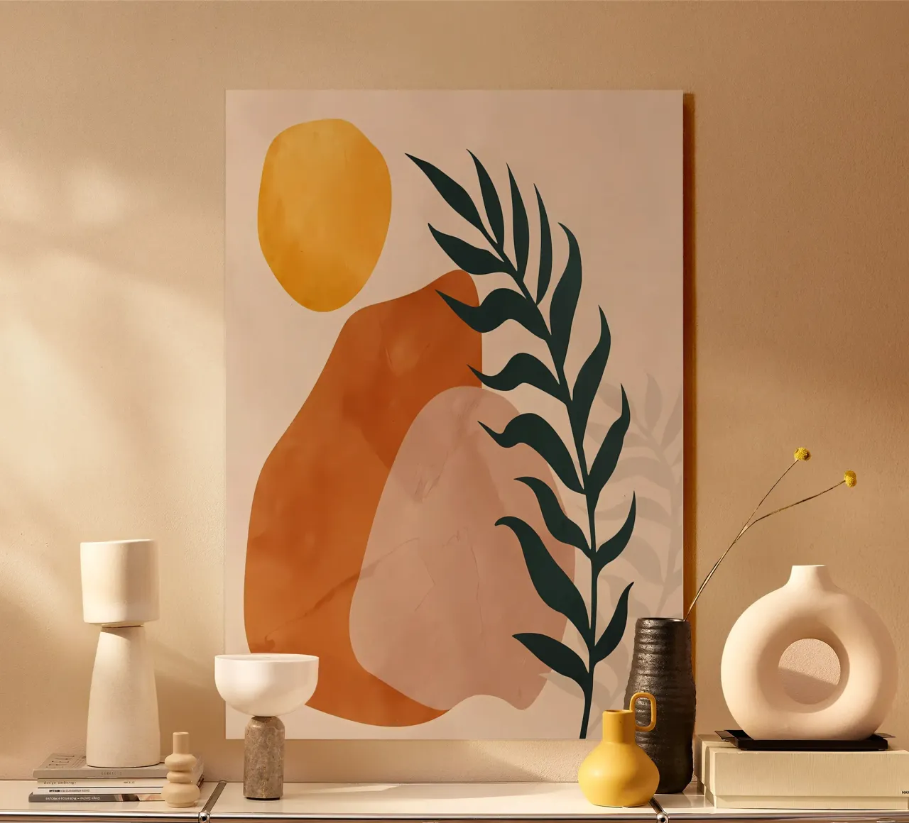 Blatt Laub Kreis orange gelb Schatten Acryl-Glas von Janine P McGuire