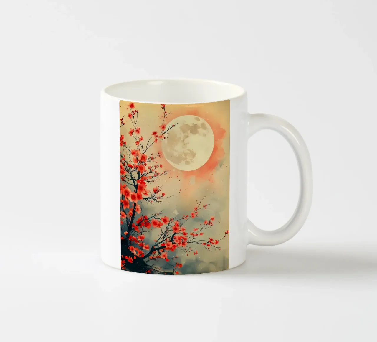 luna fiori rami acquerello notte fiori di ciliegio tazza in ceramica da Janine P McGuire