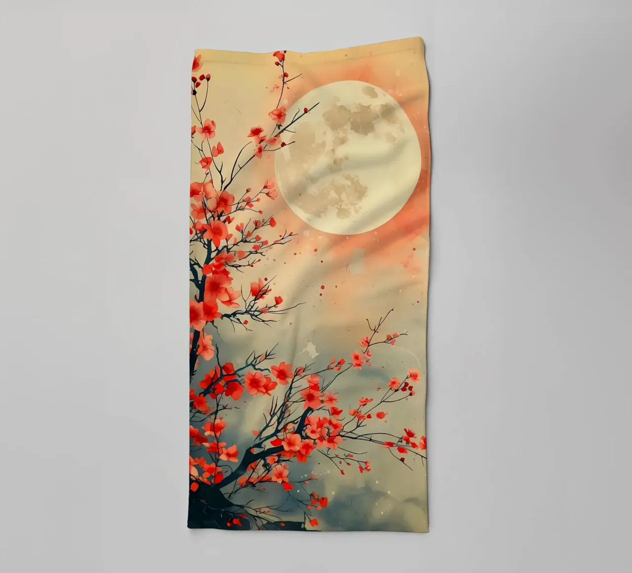 luna fiori rami acquerello notte fiori di ciliegio asciugamano da bagno da Janine P McGuire