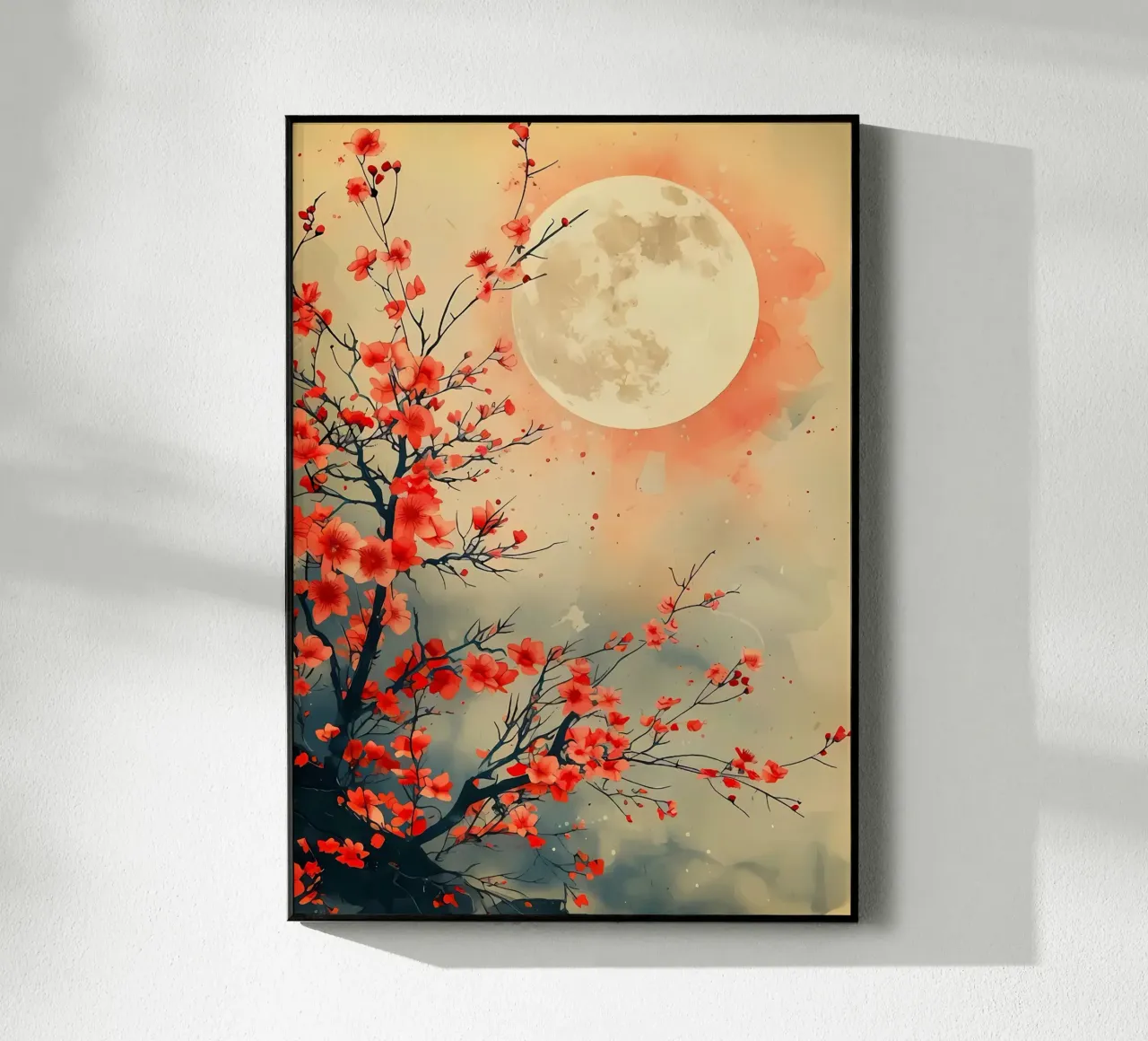 luna fiori rami acquerello notte fiori di ciliegio plexiglass da Janine P McGuire