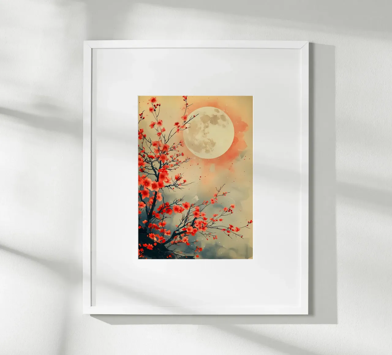 luna fiori rami acquerello notte fiori di ciliegio carta hahnemühle da Janine P McGuire
