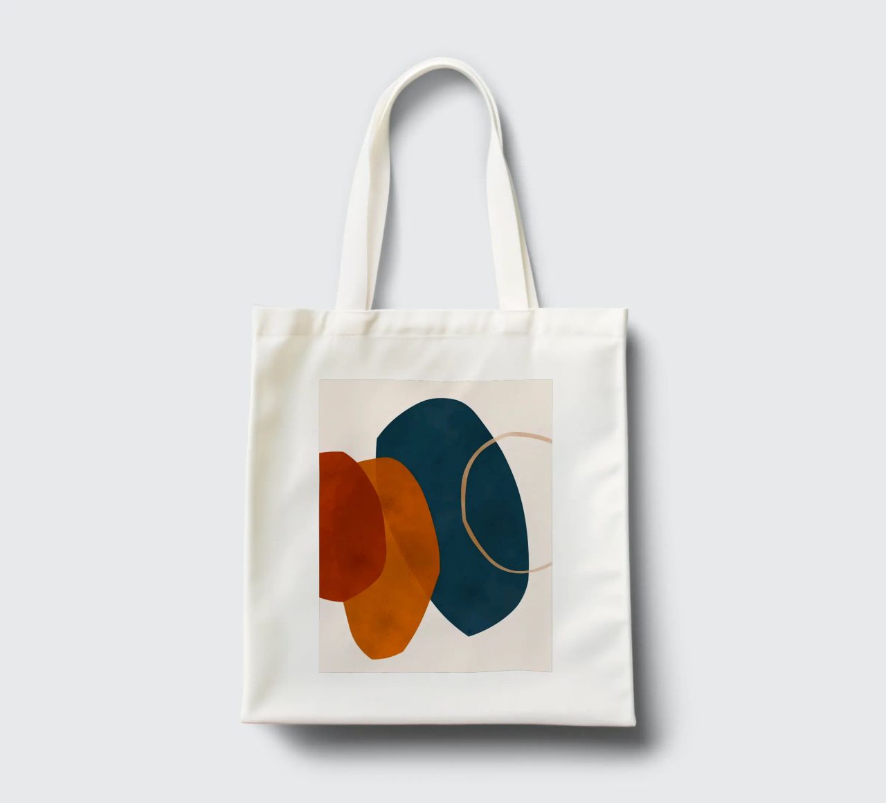 forme geometriche sovrapposte composizione astratta colore cont borsa in juta da Janine P McGuire