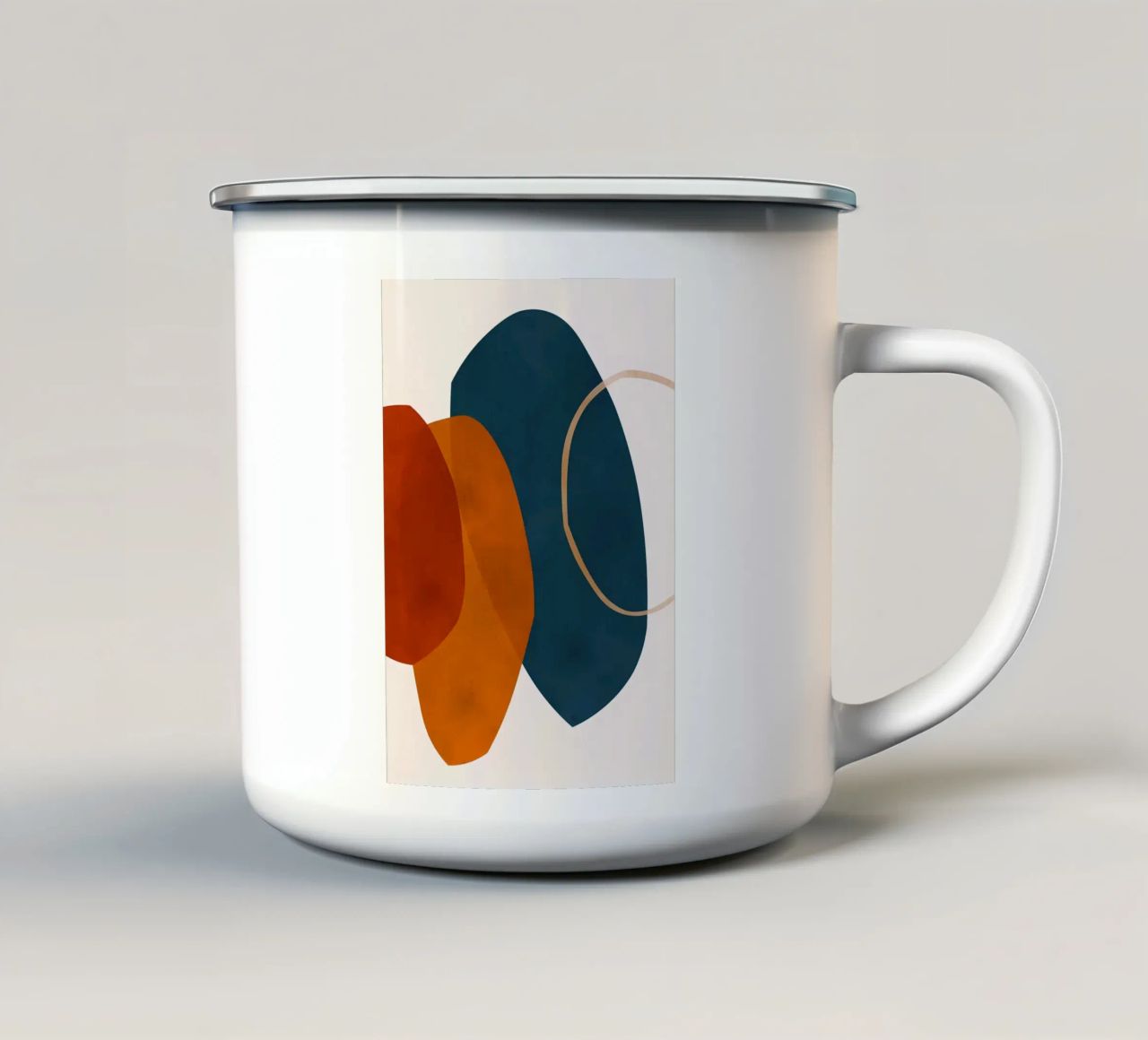 forme geometriche sovrapposte composizione astratta colore cont tazza in smalto da Janine P McGuire