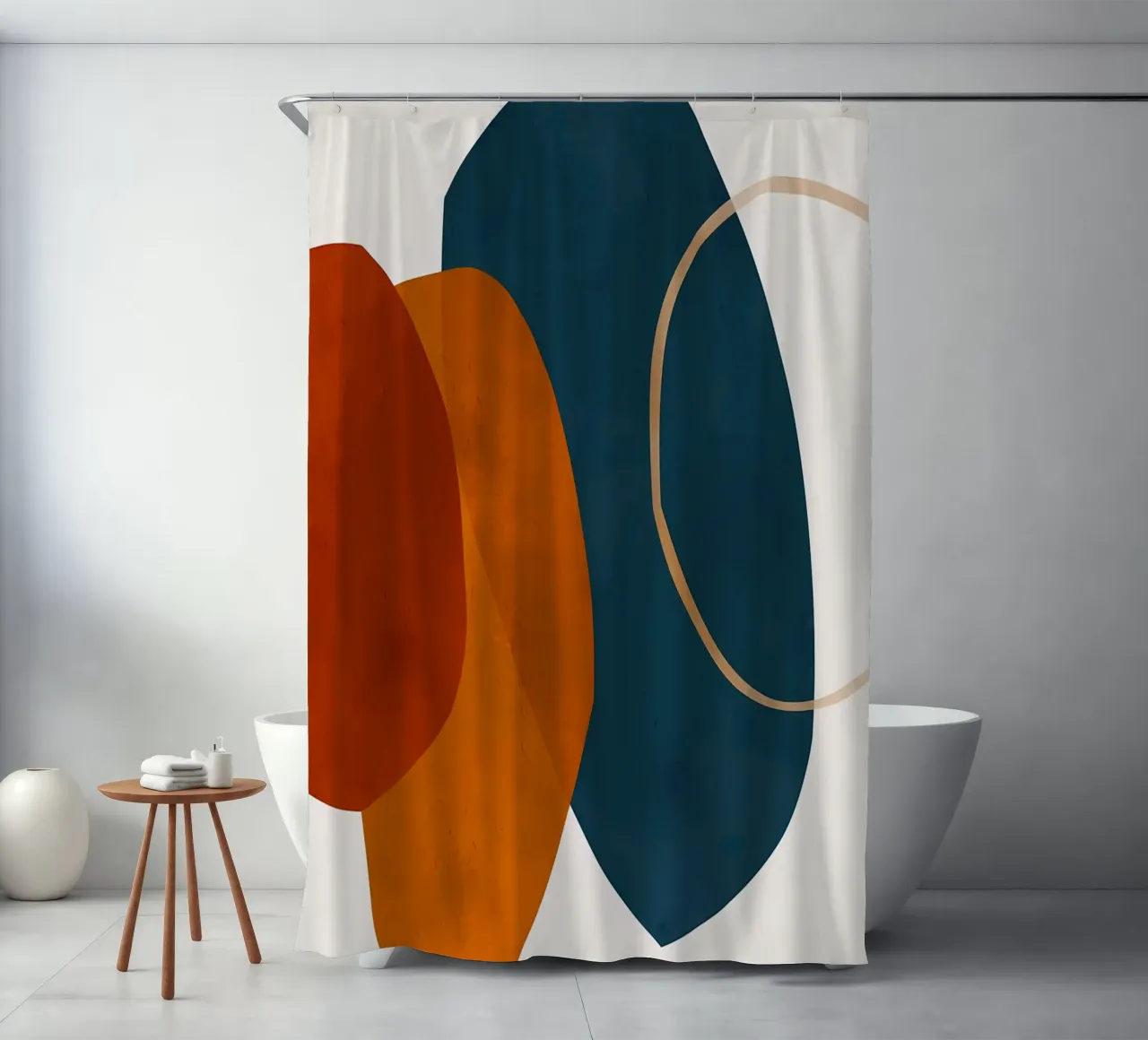 geometric shapes overlapping abstract composition color cont shower curtain by Janine P McGuire