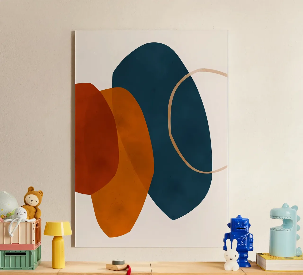 geometrische Formen überlappende abstrakte Zusammensetzung Farbe cont Acryl-Glas von Janine P McGuire