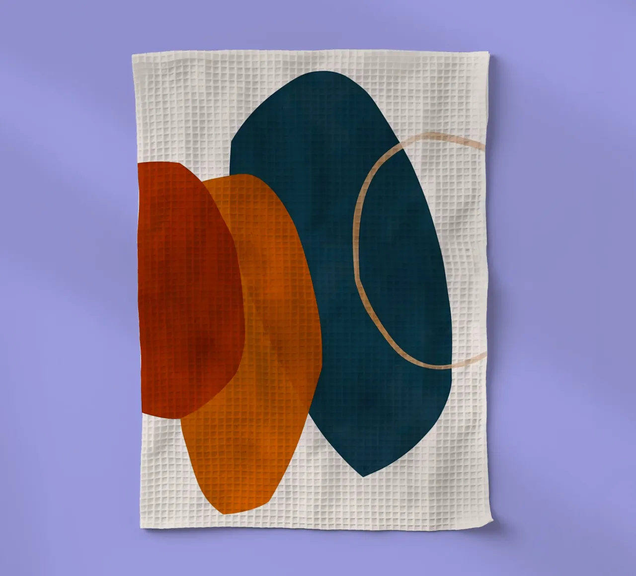 geometrische vormen overlappende abstracte compositie kleurcont theedoek van Janine P McGuire