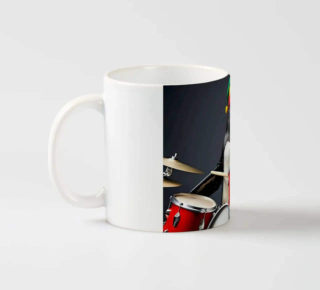 Pinguin mit Schlagzeug 2 tazza in ceramica da kosinsart.gallery