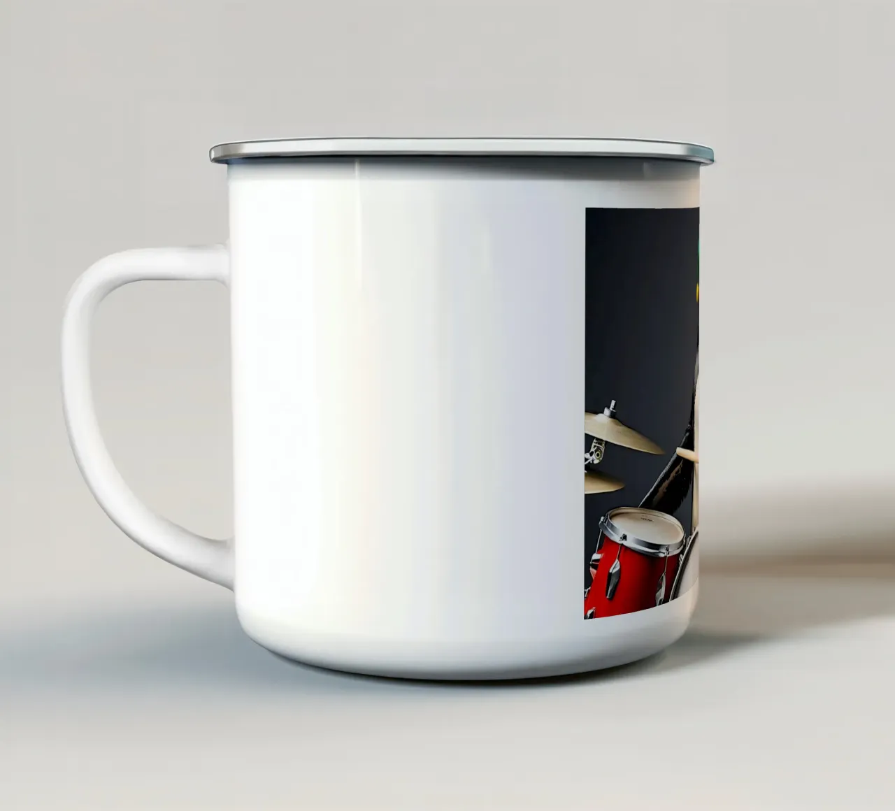 Pinguin mit Schlagzeug 2 tazza in smalto da kosinsart.gallery