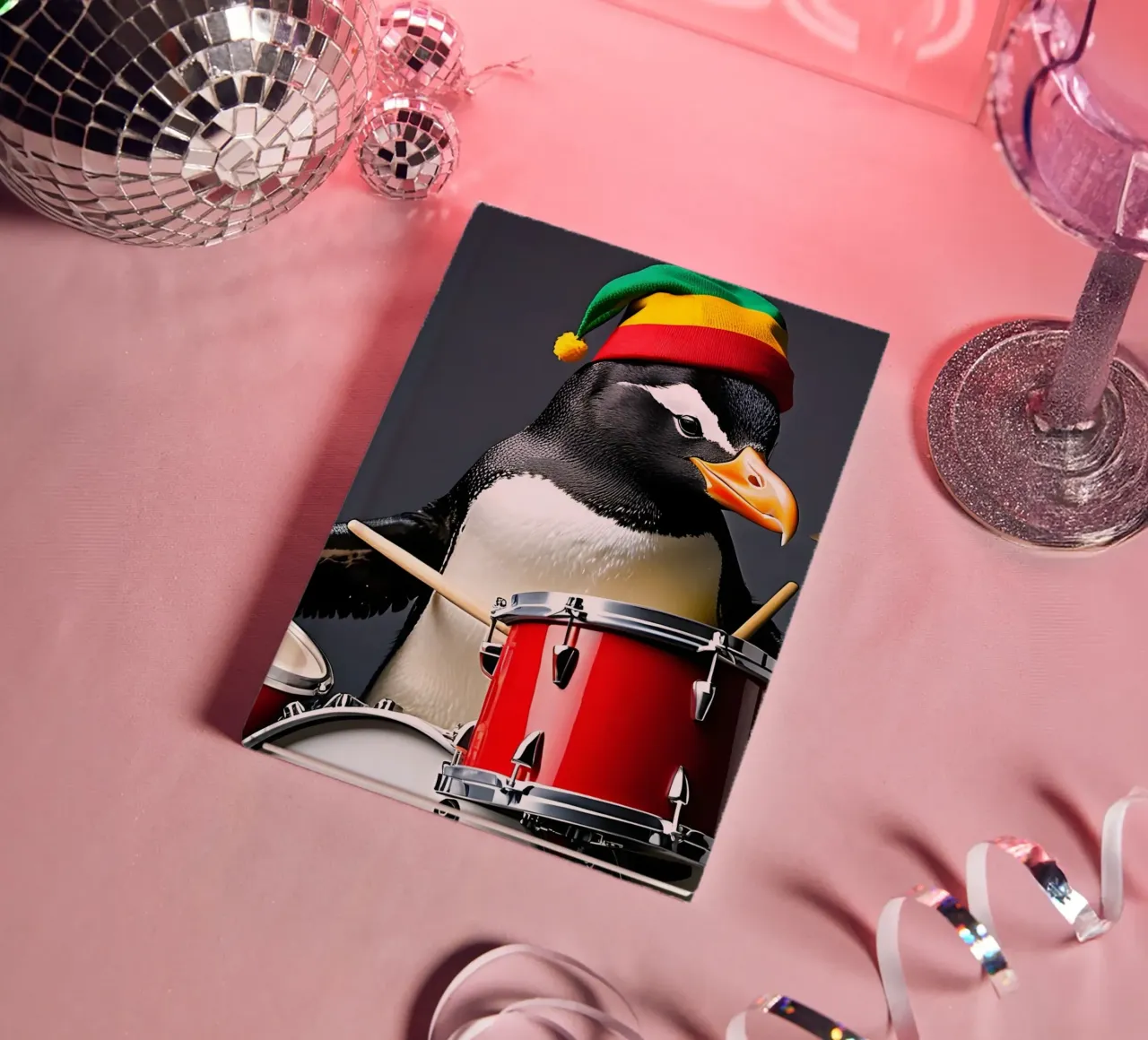 Pinguin mit Schlagzeug 2 notebook by kosinsart.gallery