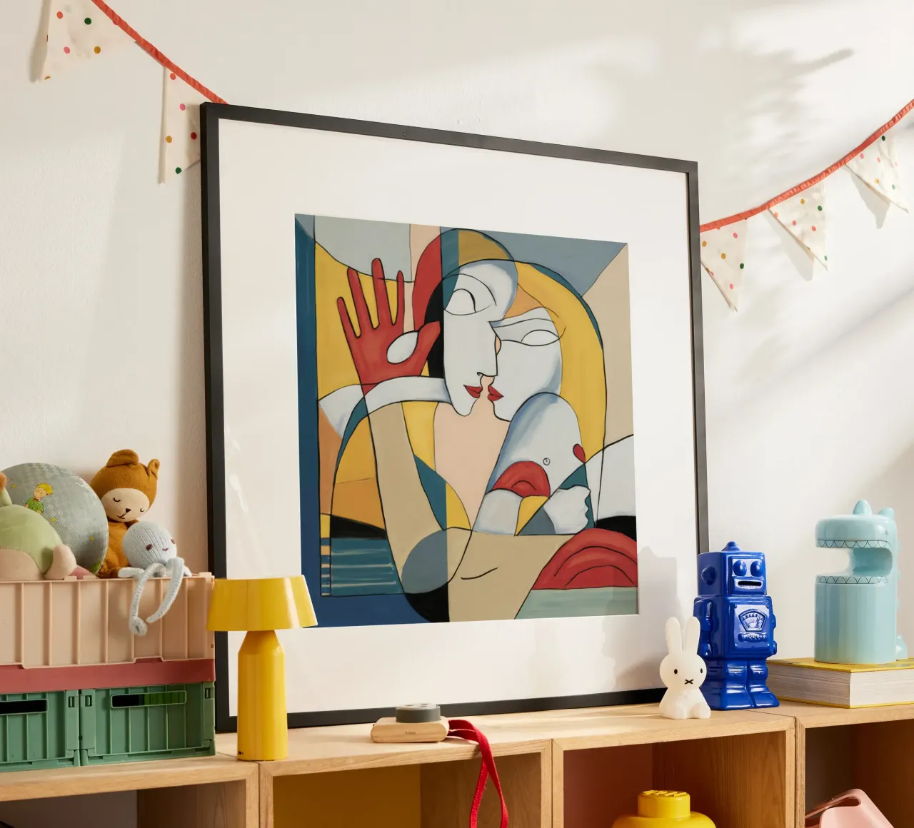 Amorevole abbraccio artistico poster con telaio in alluminio da Crimson Whisper