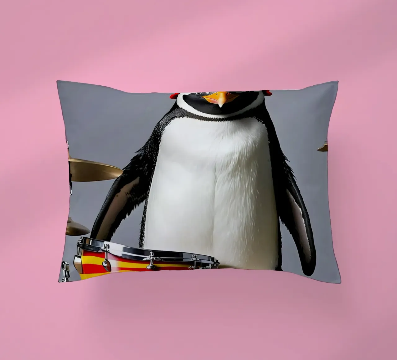 Pinguin mit Schlagzeug 1 cuscino da kosinsart.gallery