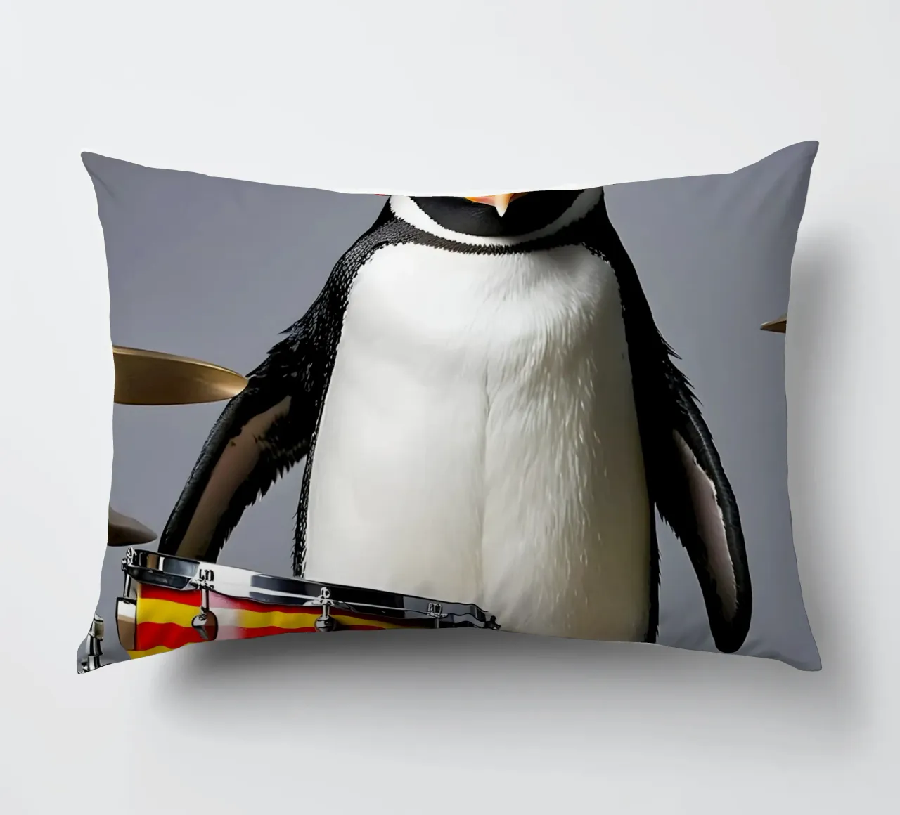 Pinguin mit Schlagzeug 1 cuscino da kosinsart.gallery