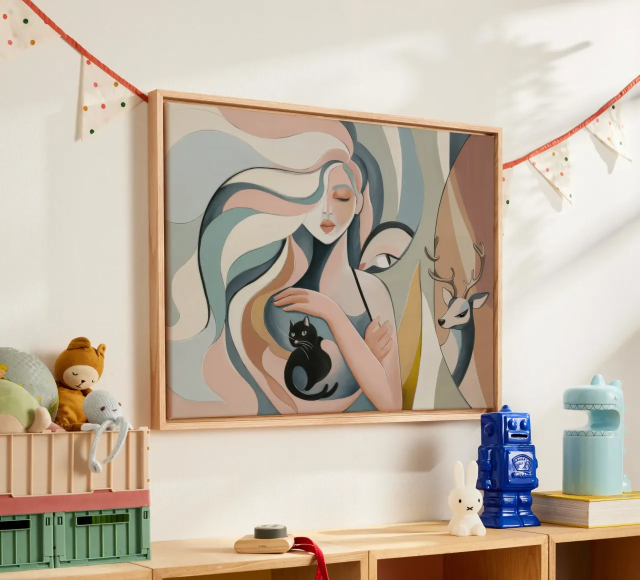 Serene harmonie canvas met Baklijst van Crimson Whisper