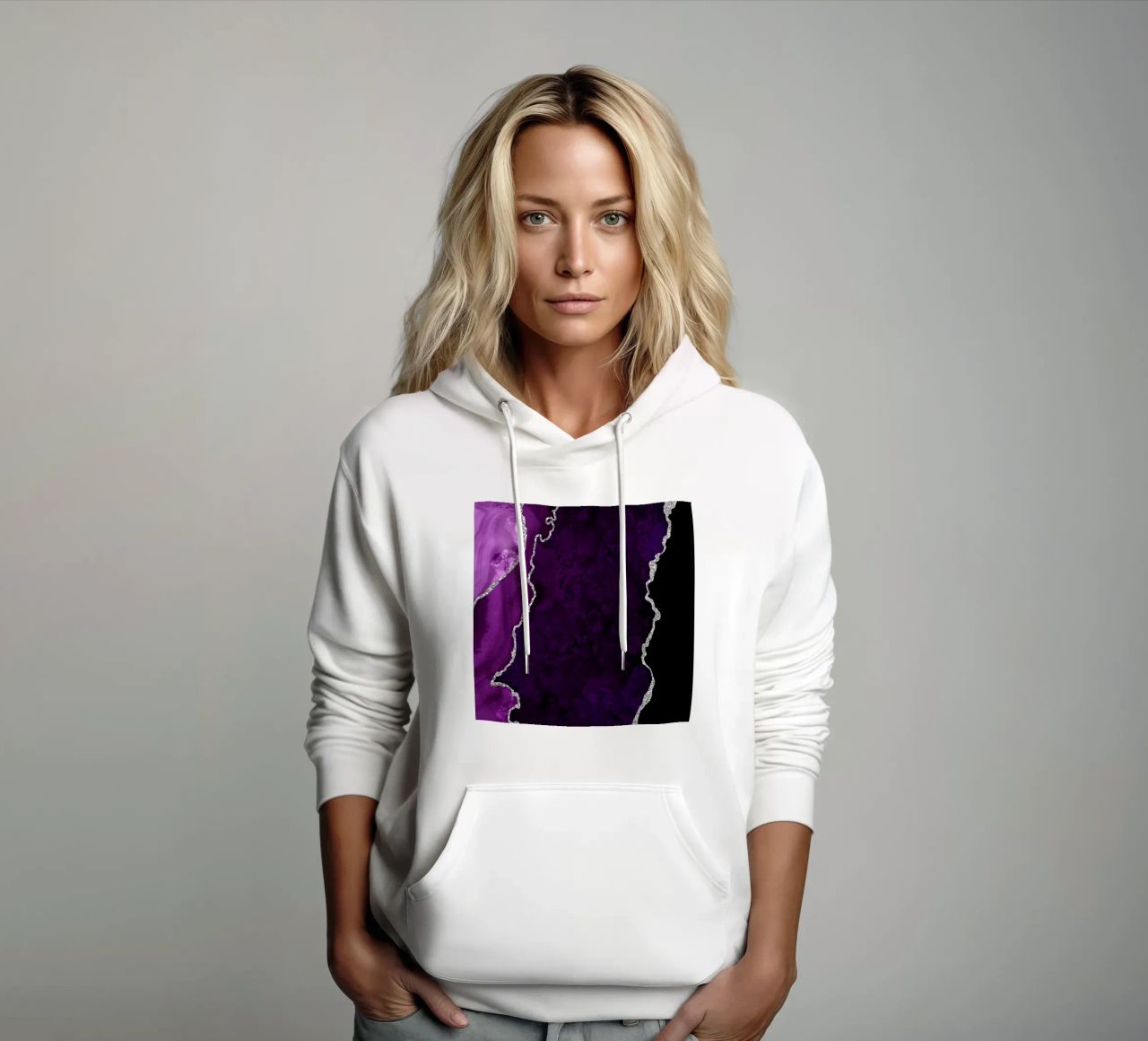 Agata viola e argento Texture 01 felpa con cappuccio da Gemstone Textures