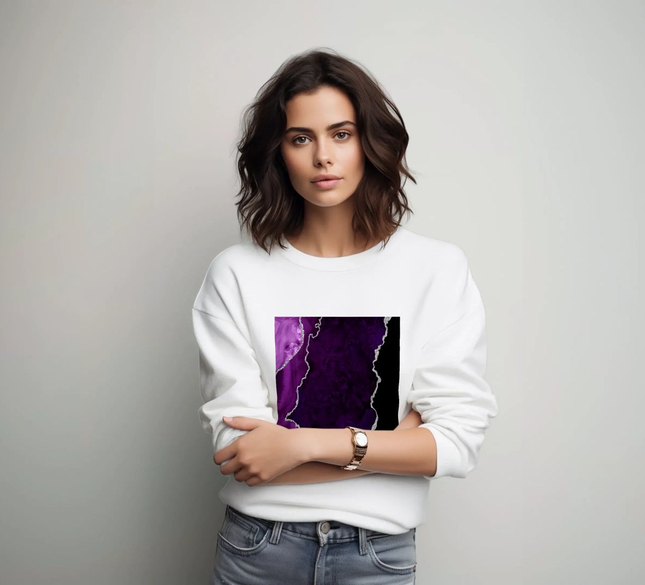 Agata viola e argento Texture 01 felpa da Gemstone Textures