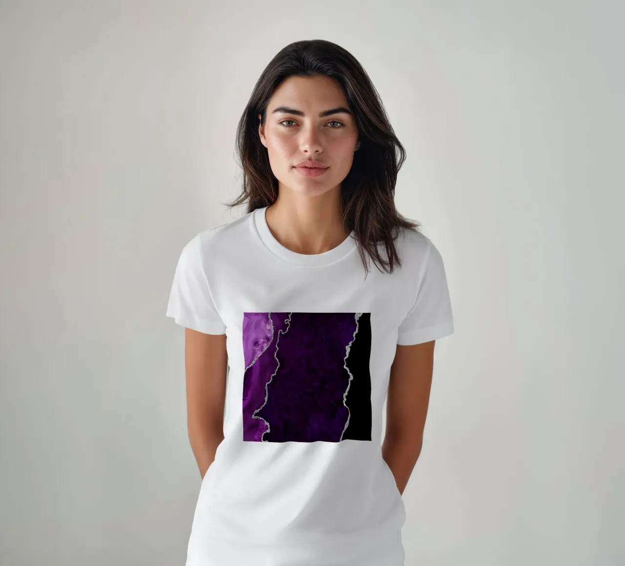 Lila & Silber Achat Textur 01 T-Shirt von Gemstone Textures
