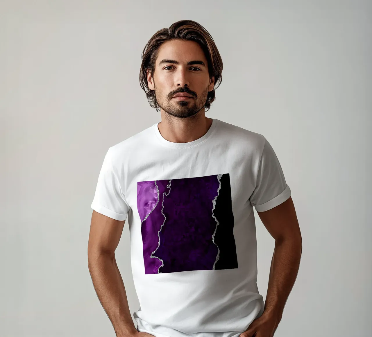 Paars & Zilver Agaat Textuur 01 t-shirt van Gemstone Textures