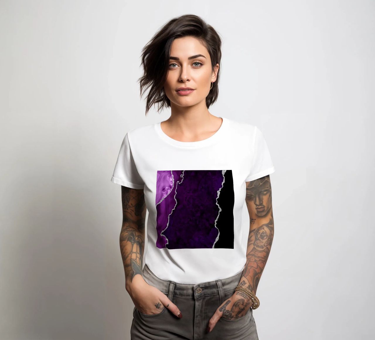 Agata viola e argento Texture 01 t-shirt da donna da Gemstone Textures