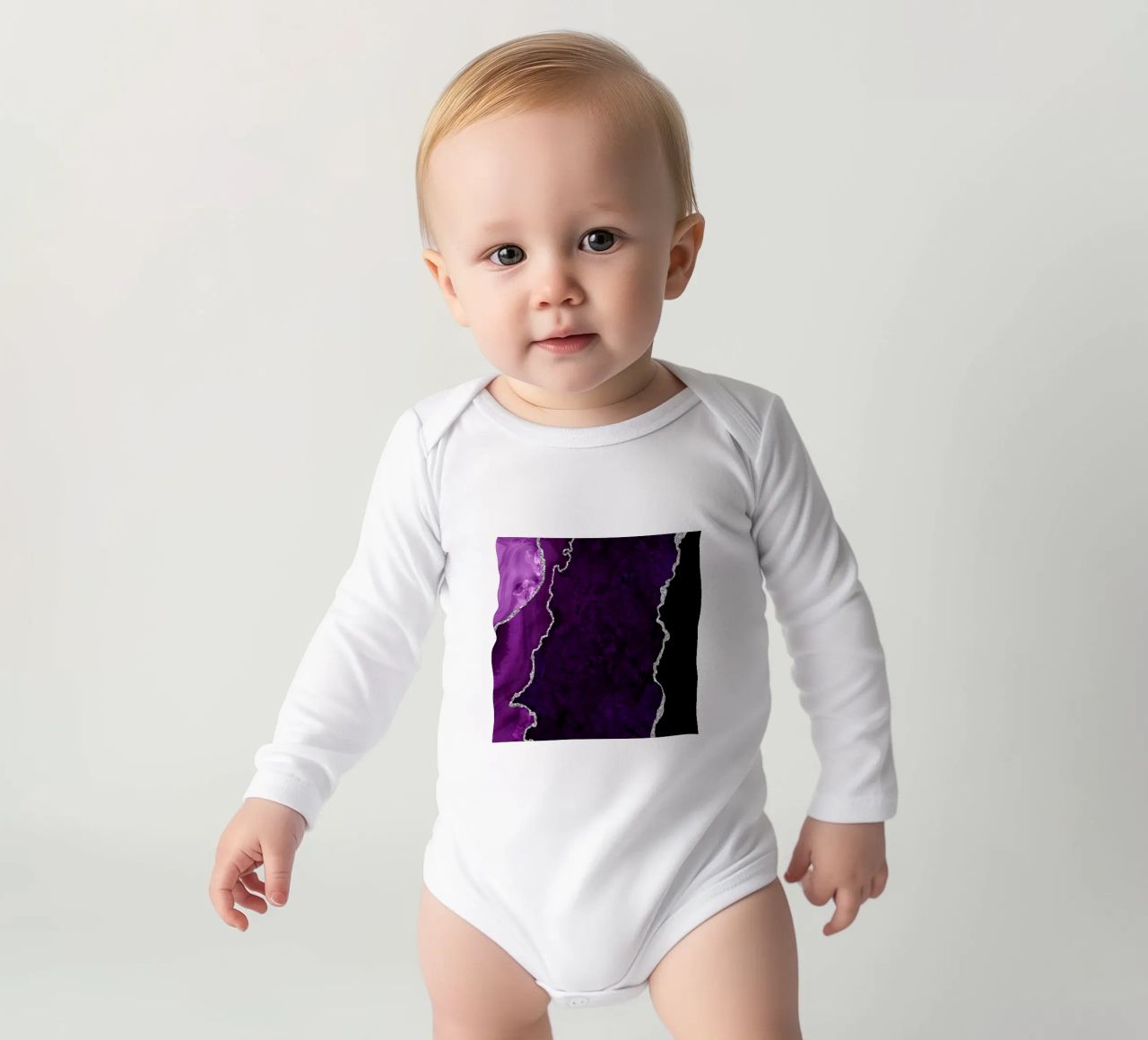 Agata viola e argento Texture 01 body neonato maniche lunghe da Gemstone Textures