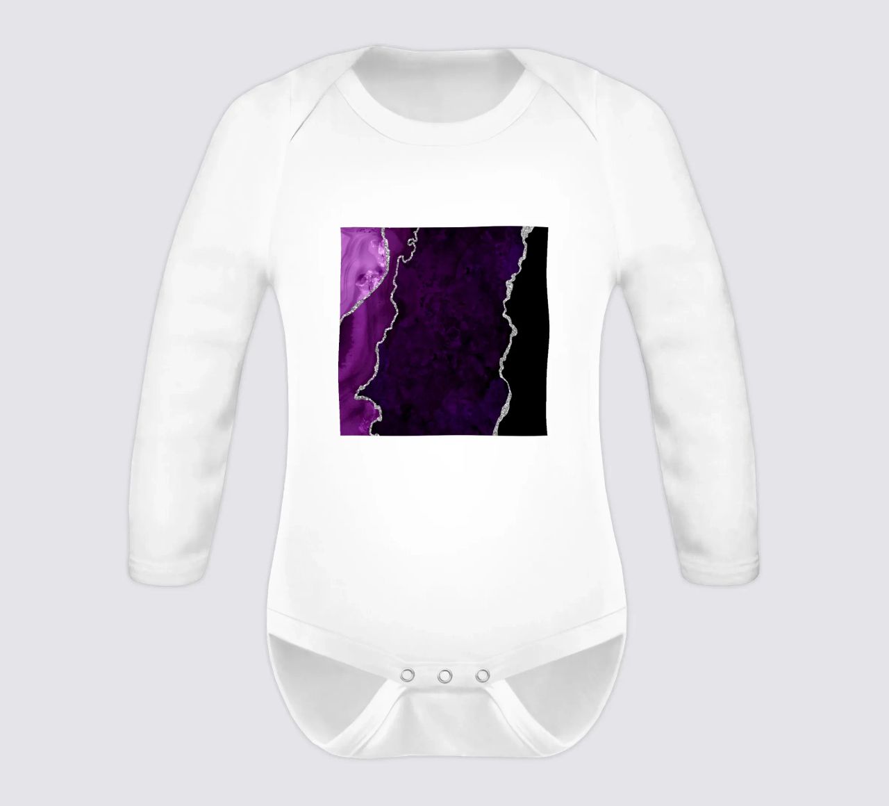 Agata viola e argento Texture 01 body neonato maniche lunghe da Gemstone Textures