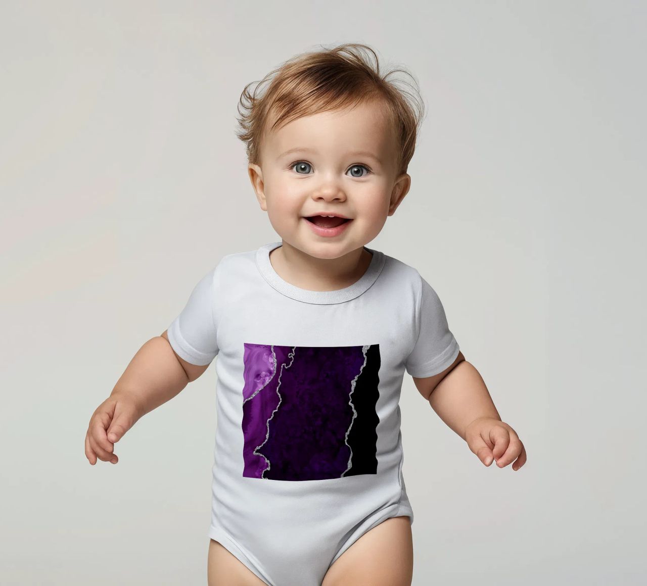 Agata viola e argento Texture 01 body neonato maniche corte da Gemstone Textures