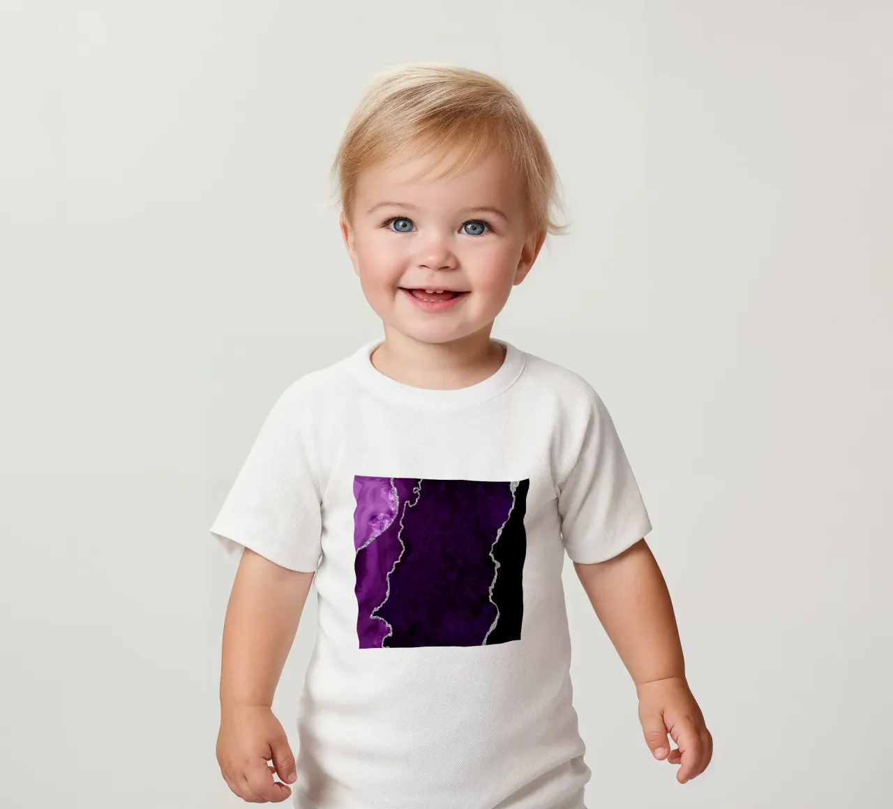 Lila & Silber Achat Textur 01 Baby T-Shirt von Gemstone Textures