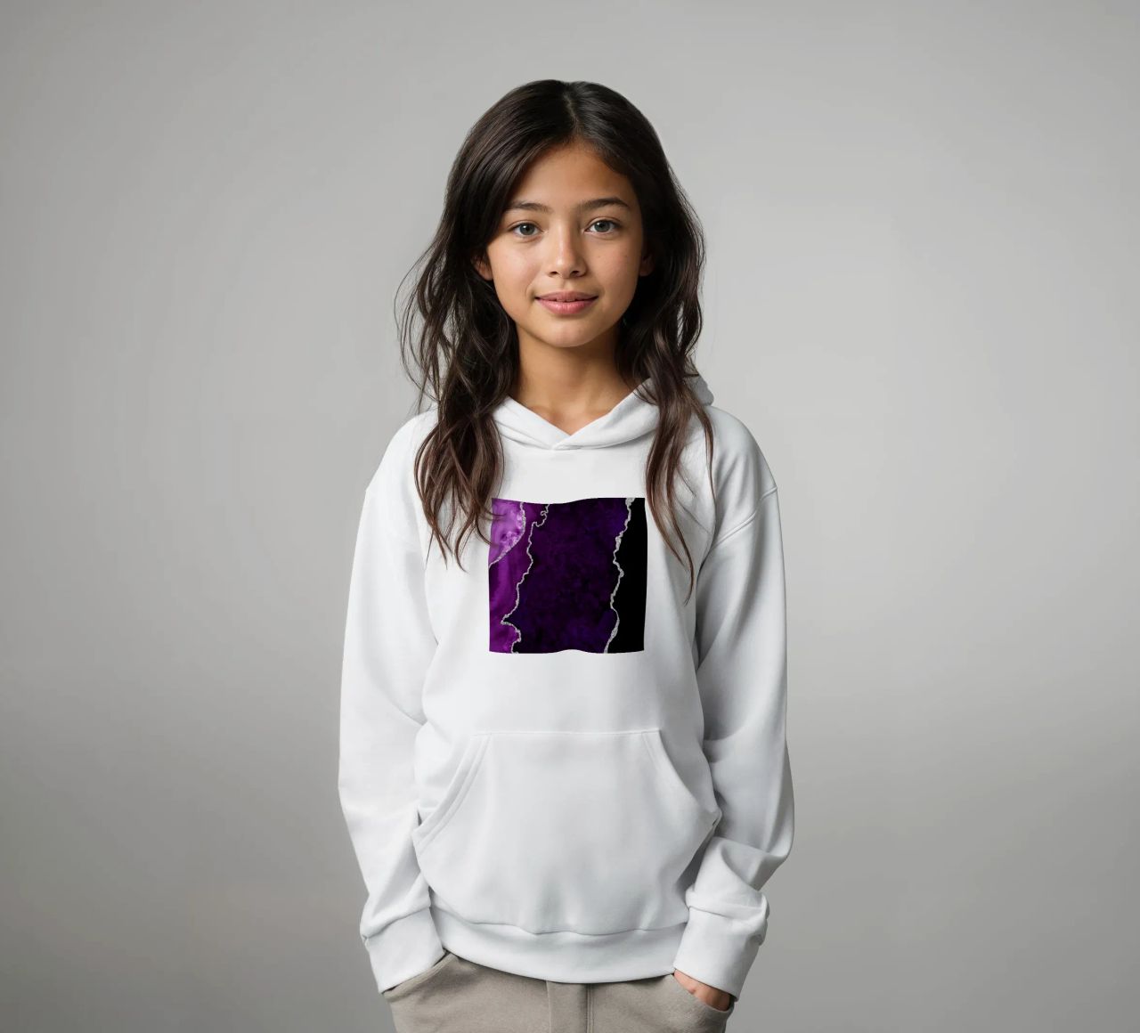 Agata viola e argento Texture 01 felpa bambino con cappuccio da Gemstone Textures
