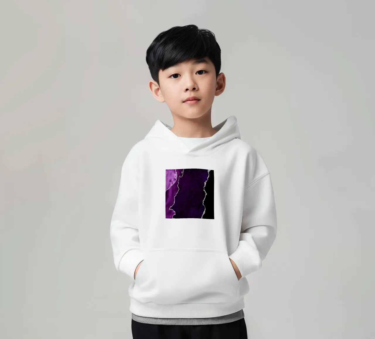 Lila & Silber Achat Textur 01 Kinder Hoodie von Gemstone Textures