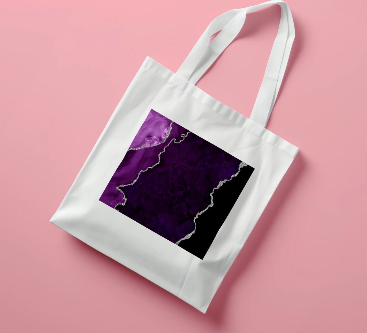 Agata viola e argento Texture 01 borsa in juta da Gemstone Textures