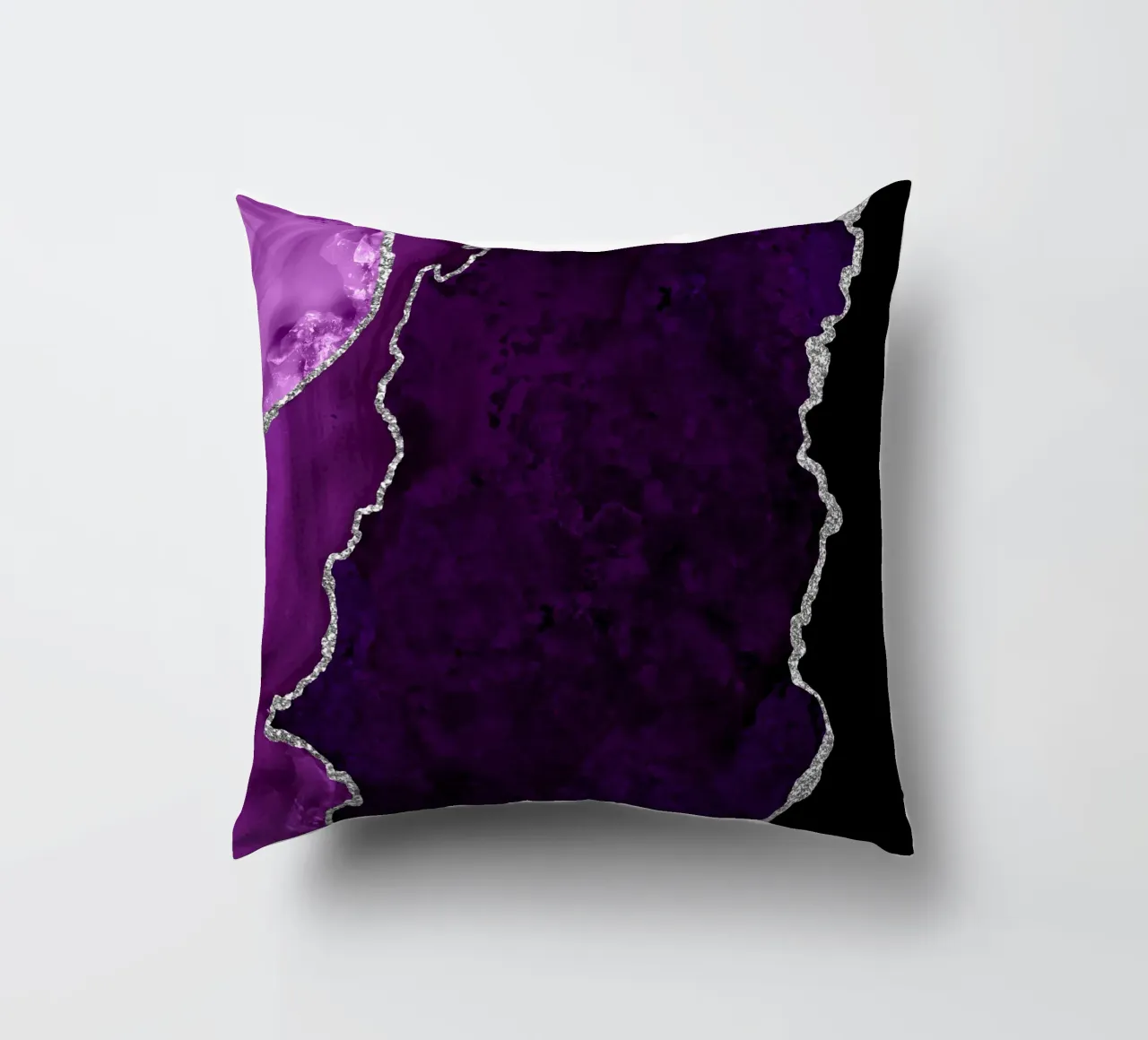 Lila & Silber Achat Textur 01 Kissen von Gemstone Textures