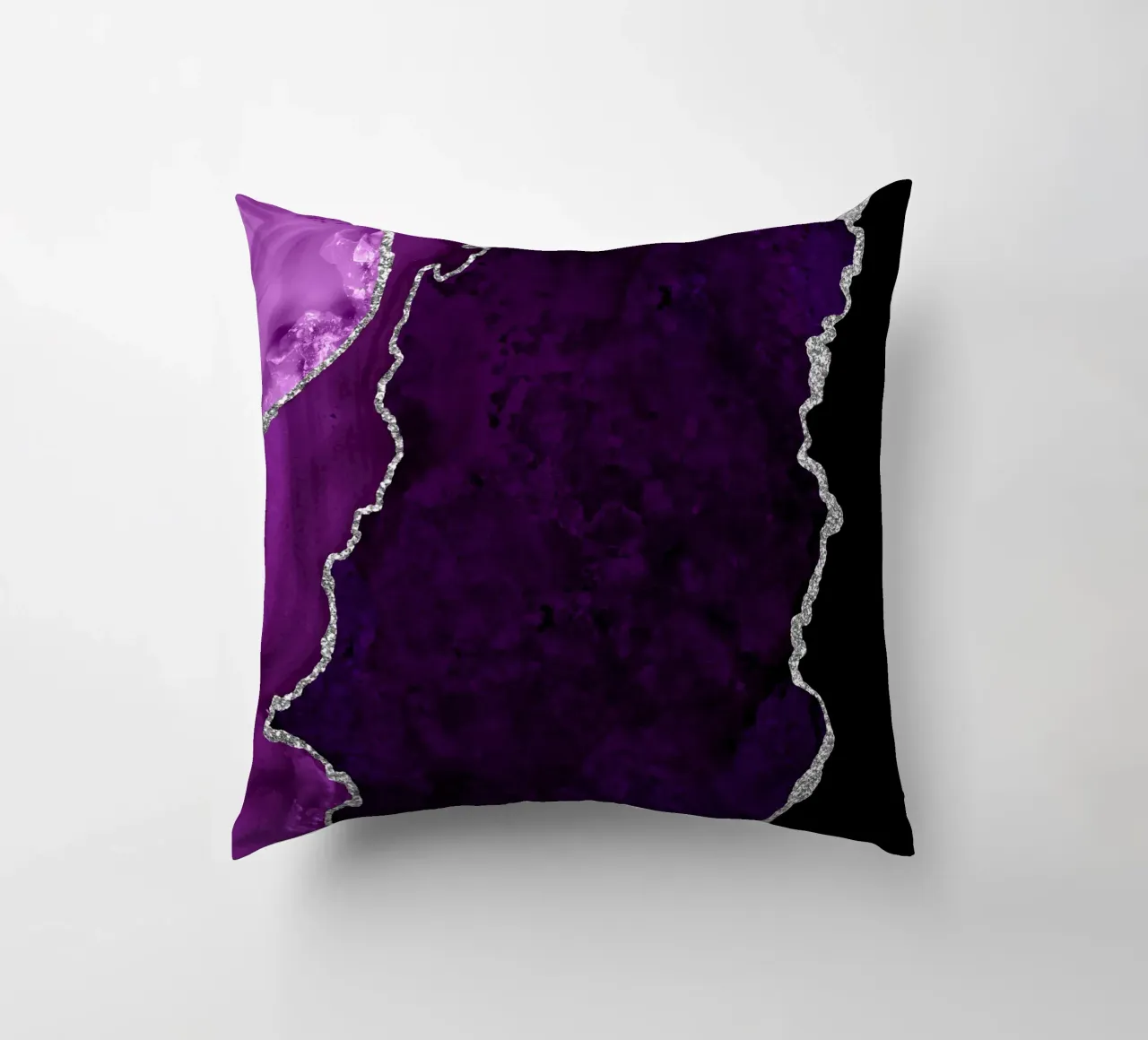 Lila & Silber Achat Textur 01 Kissen von Gemstone Textures
