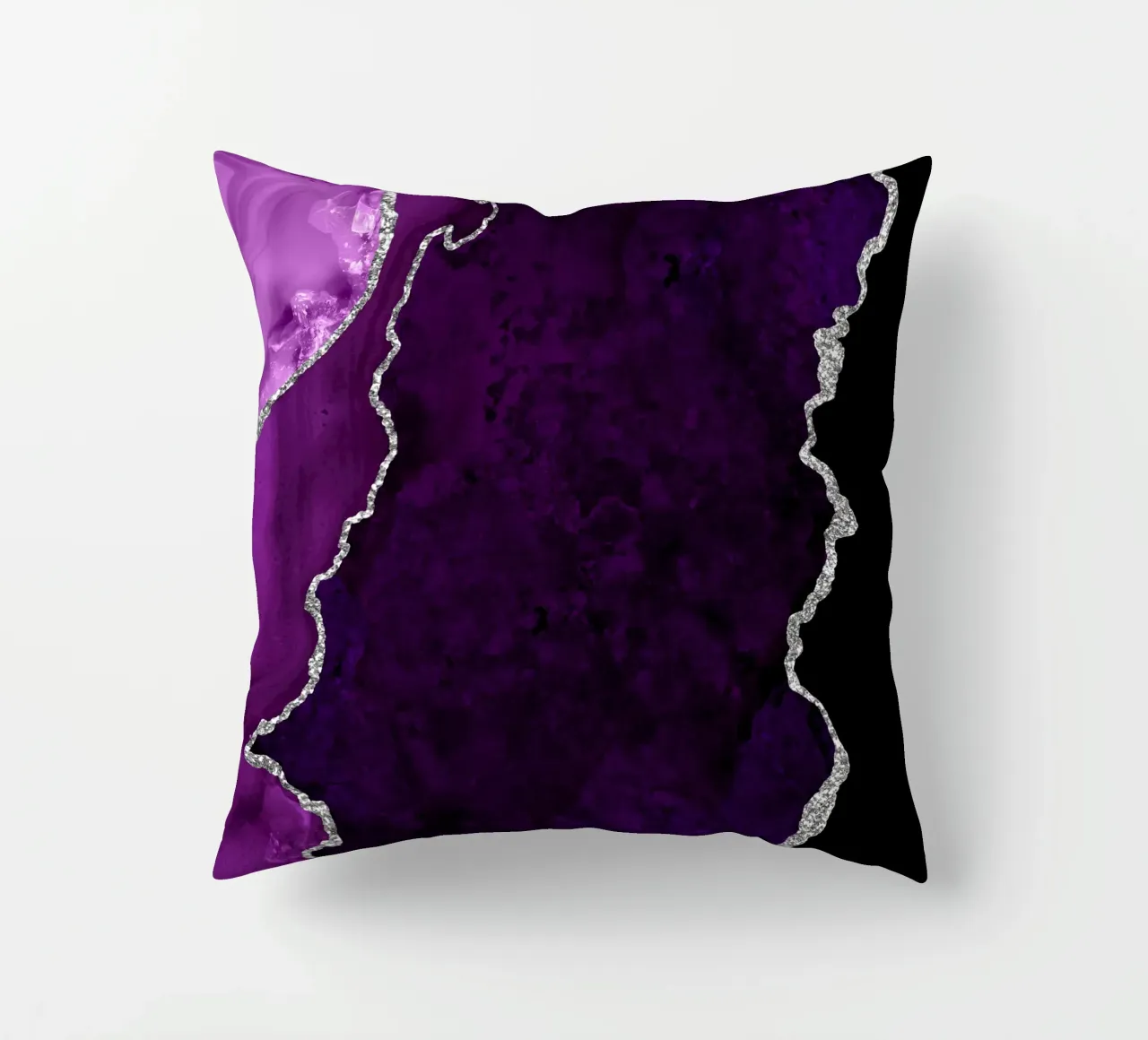 Lila & Silber Achat Textur 01 Kissen von Gemstone Textures