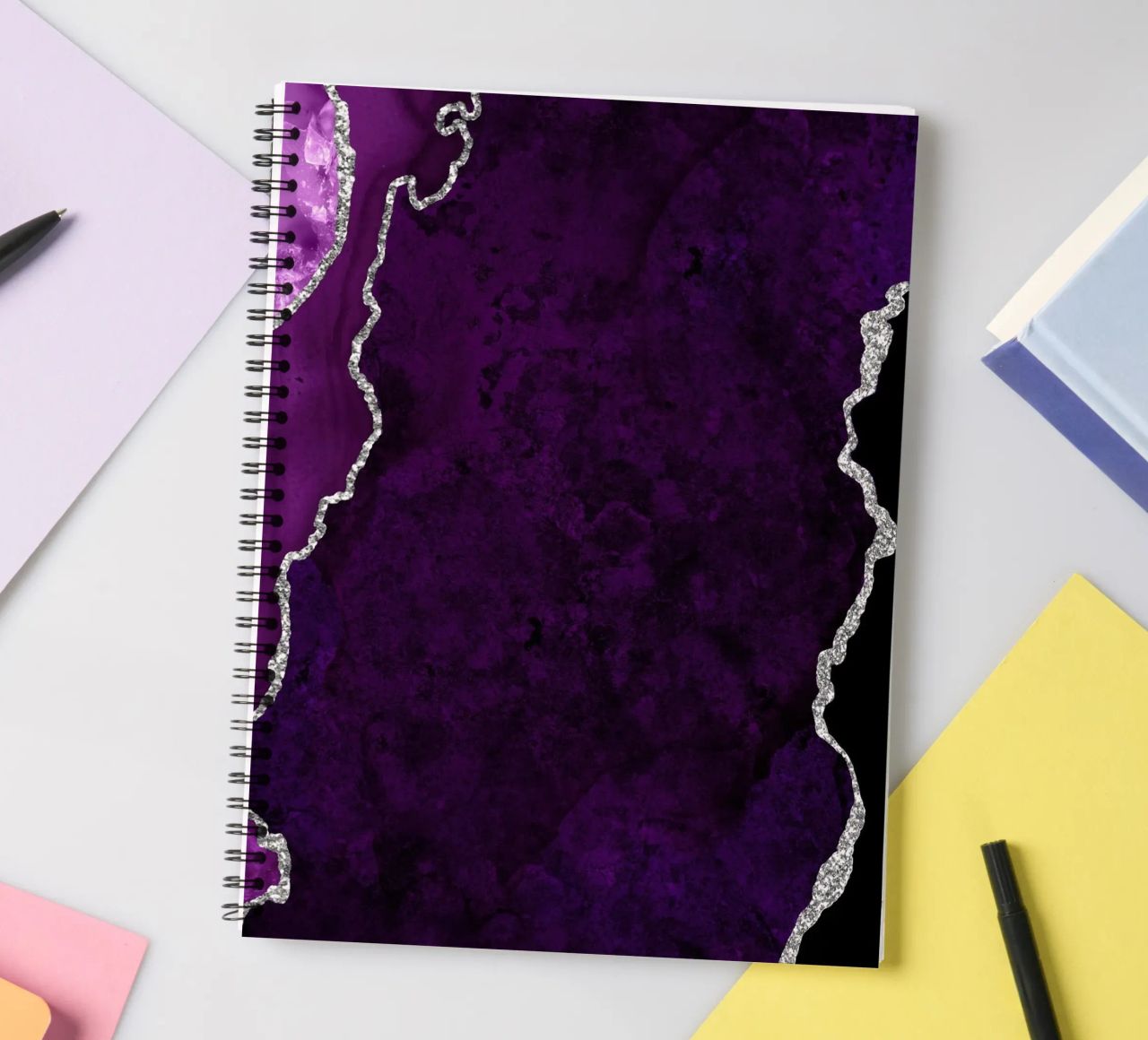 Agata viola e argento Texture 01 diario ad anelli da Gemstone Textures