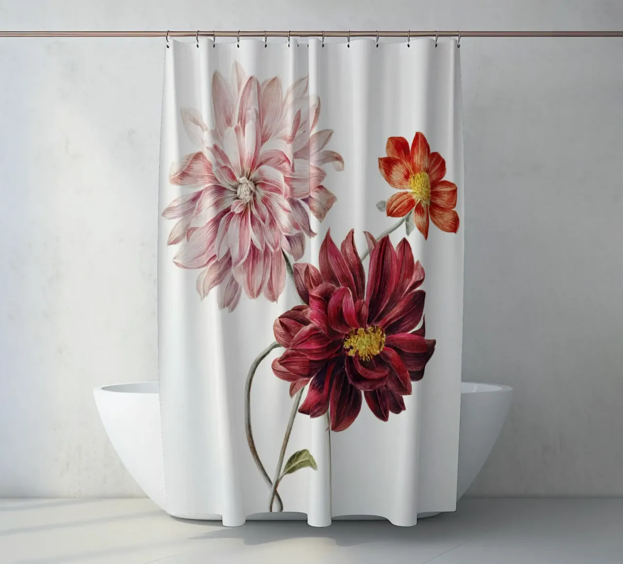 Dalie di Willem Hekking tenda da doccia da Pretty Flowers Vintage Botanicals