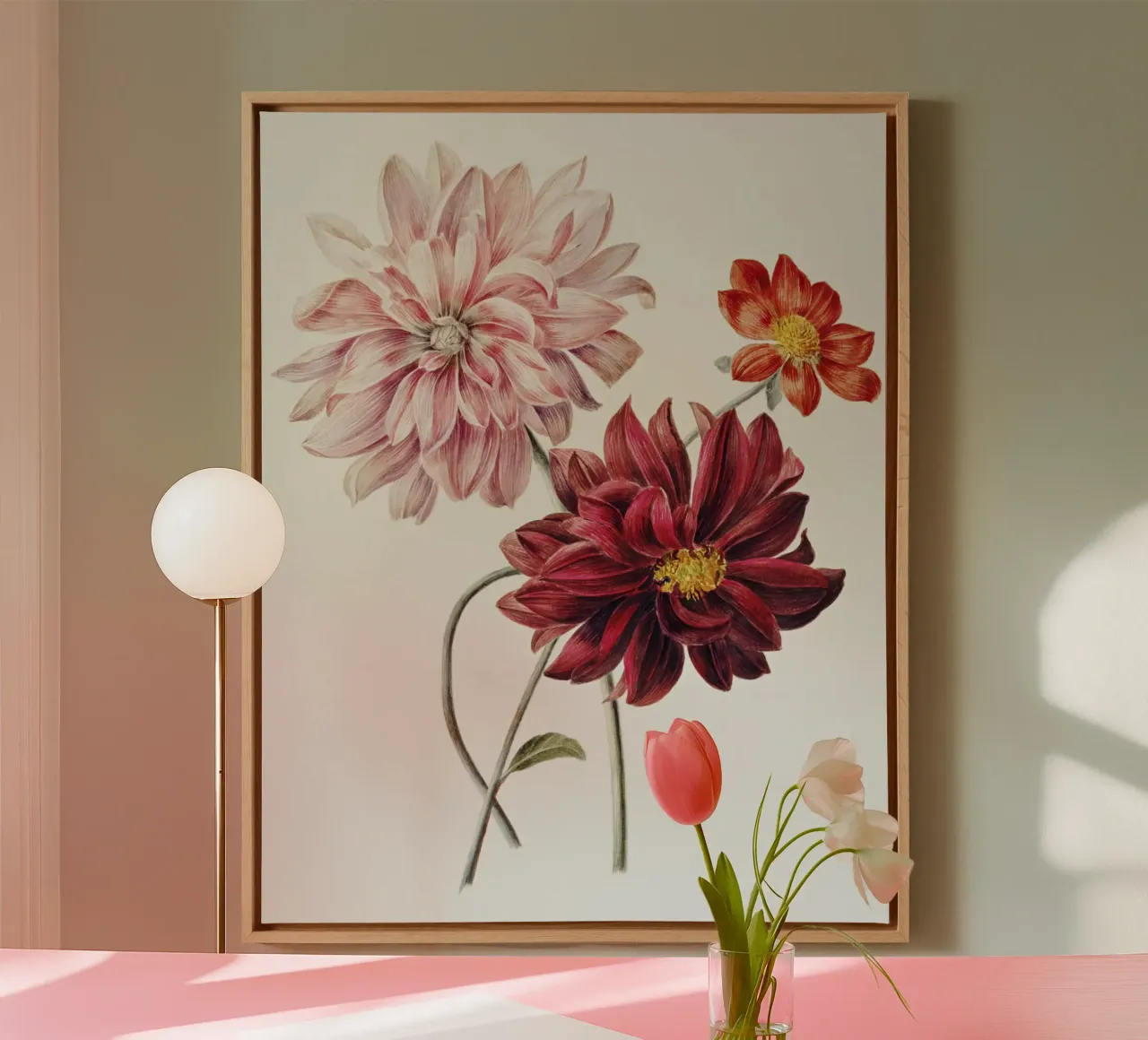 Dalie di Willem Hekking tela con Cornice a cassetta da Pretty Flowers Vintage Botanicals