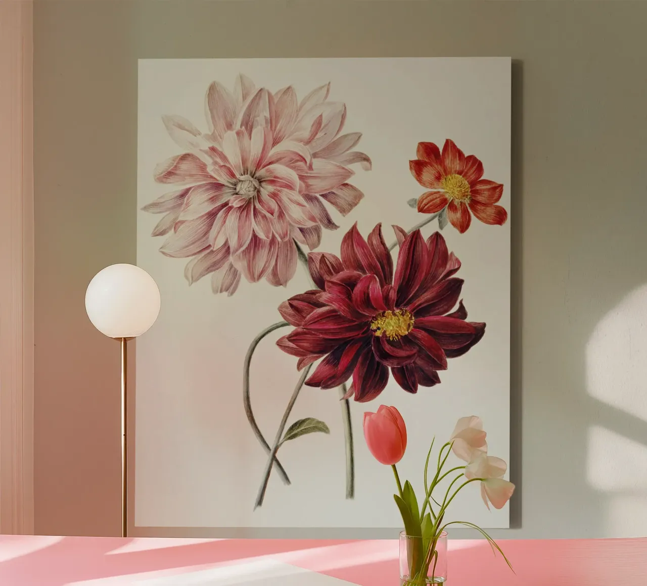 Dalie di Willem Hekking tela con Cornice a cassetta da Pretty Flowers Vintage Botanicals