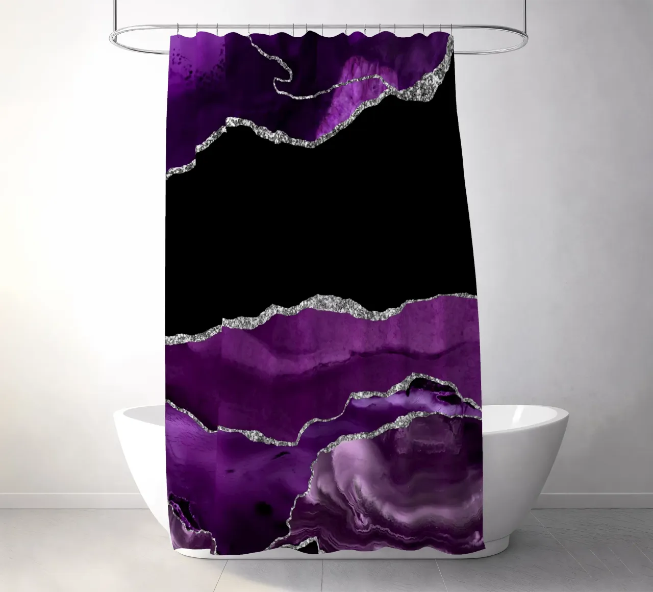 Paars & Zilver Agaat Textuur 02 douchegordijn van Gemstone Textures