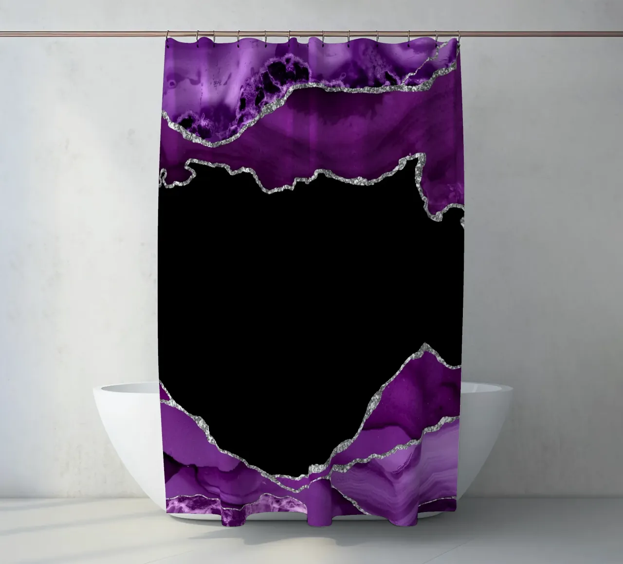 Ágata morada y plateada Textura 03 cortina de baño de Gemstone Textures
