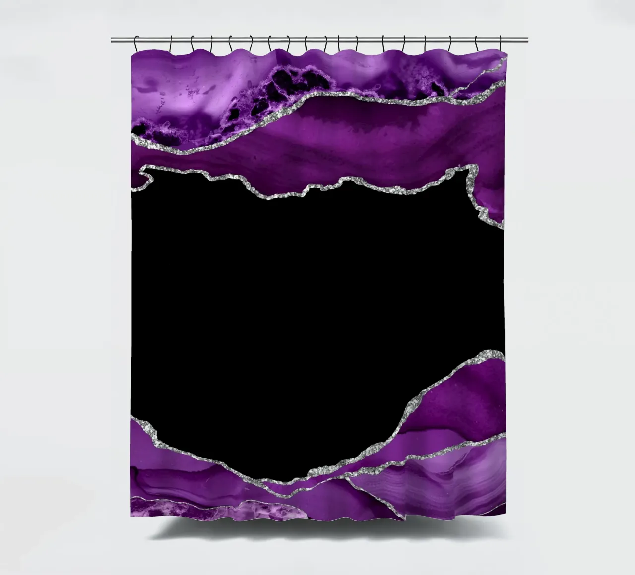 Ágata morada y plateada Textura 03 cortina de baño de Gemstone Textures