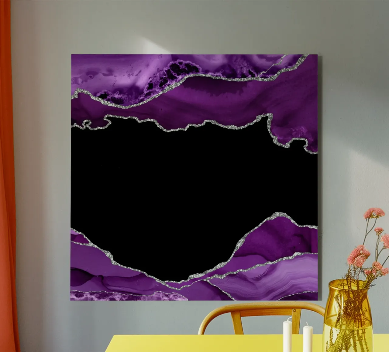 Lila & Silber Achat Textur 03 Alu-Dibond von Gemstone Textures