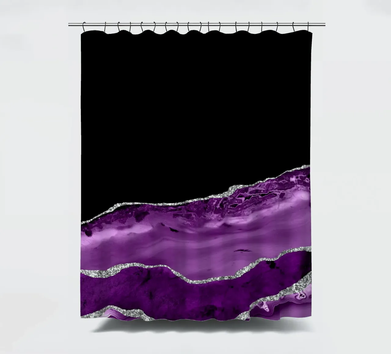 Purple & Silver Agate Texture 04 shower curtain by Gemstone Textures