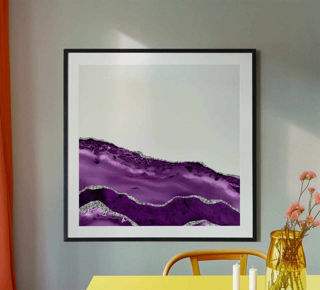 Agata viola e argento Texture 06 poster con telaio in alluminio da Gemstone Textures