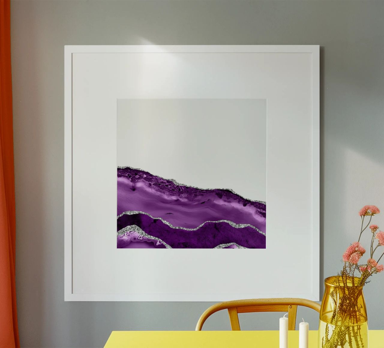 Agata viola e argento Texture 06 poster con telaio in alluminio da Gemstone Textures