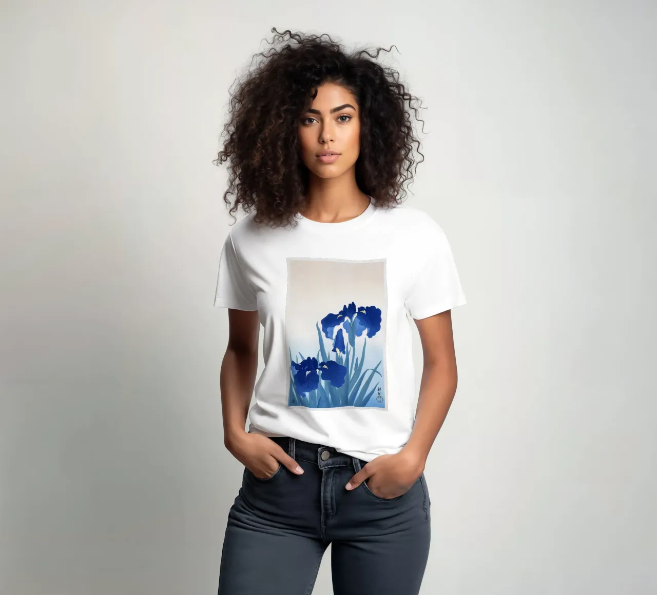 Iris Flowers 1925 by Ohara Koson t-shirt by Pretty Flowers Vintage Botanicals