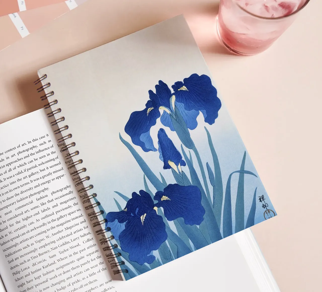 Iris Flowers 1925 by Ohara Koson spiral notebook by Pretty Flowers Vintage Botanicals