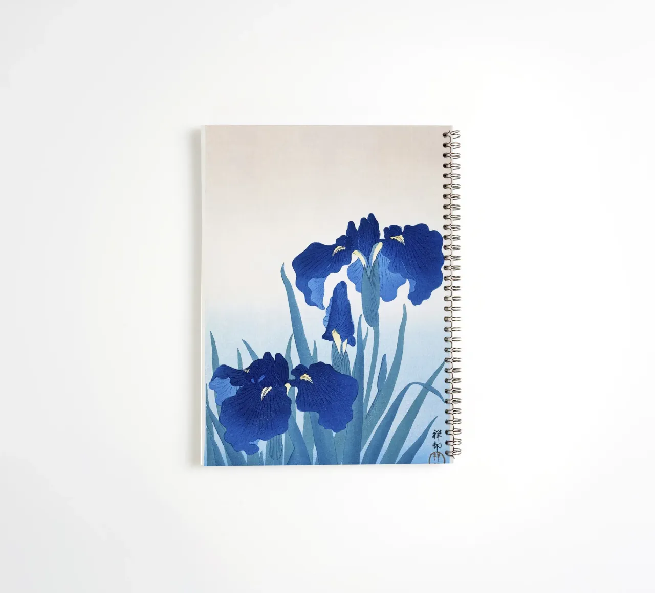 Iris Flowers 1925 by Ohara Koson spiral notebook by Pretty Flowers Vintage Botanicals
