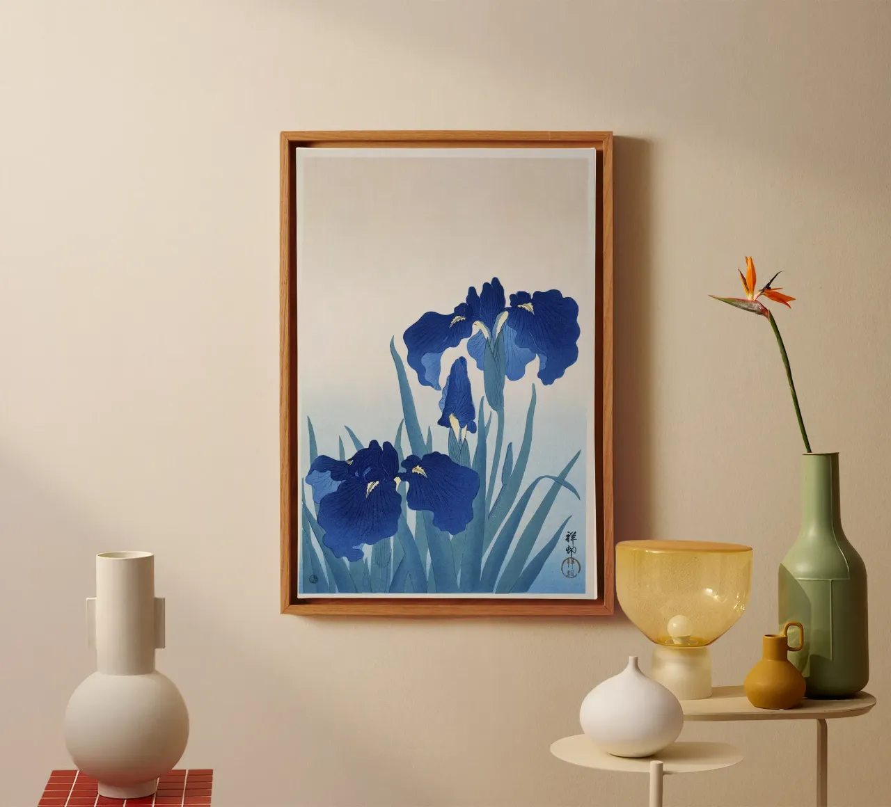 Fiori di iris 1925 di Ohara Koson tela con Cornice a cassetta da Pretty Flowers Vintage Botanicals